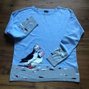Talbots Puffin cotton lightweight crew neck sweater Size L